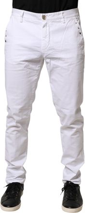 Aglini White Skinny Fit Mid Waist Men Chino Trouser Mens Pants (Pre-Owned)