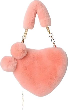 Generic Womens Plush Bags Plush Handbag Heart Shaped Shoulder Crossbody Bag Autumn Winter Versatile Coin Purse Soft(Color 04)