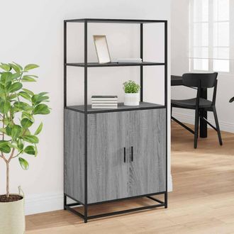 Berkfield Home Highboard Grey Sonoma 68x35x139 cm Engineered Wood & Metal | Size: 68 x 35 x 139 cm