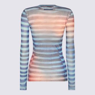 Jean Paul Gaultier Womens Gradient Striped Mesh Top Multicolor Fabric T-shirts