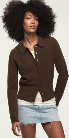Lucky Brand Womens Peterpan Collar Cardigan