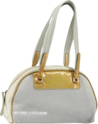 Prada Pre-owned Handbags, female, Gray, Size: ONE SIZE Pre-owned Nylon Handbag