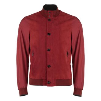Moorer Leren Bomberjack met Geribbelde Randen - Heren - Zomerjassen - Rood - M - Leer - Jassen