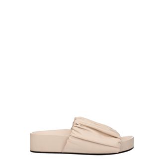 Jil Sander Roze Lederen Slippers