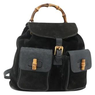 Gucci Pre-owned Backpacks, female, Black, Size: ONE SIZE Pre-owned Vintage Suede Backpack