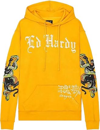 Ed Hardy Panther Snake hoodie - Geel