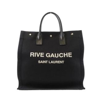 Saint Laurent Pre-owned Tote Bags, female, Black, Size: ONE SIZE Pre-owned Rive Gauche Canvas Tote Bag