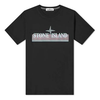 Stone Island Tricromia Print T-shirt Black 76152NS92-V0029