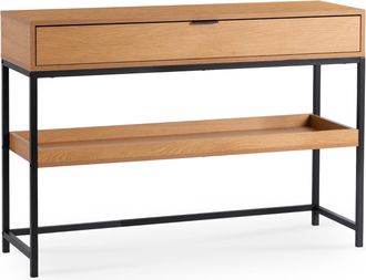 OEM Consola De Pasillo Ruby De 100 Cm Con Estante, Roble/negro, Estilo Loft