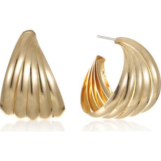 Ettika Lines Medium Hoop Earrings in Gold at Nordstrom Rack