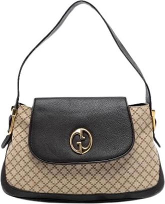 Gucci Pre-owned Shoulder Bags, female, Beige, Size: ONE SIZE Pre-owned Canvas Shoulder Bag