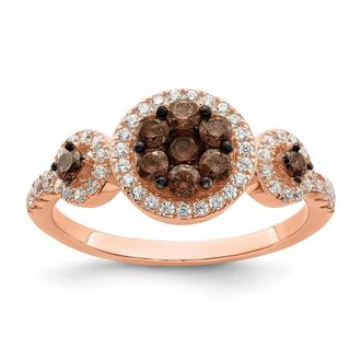 Diamond2Deal Sterling Silver Rose-tone Black Rhodium-plated Cubic Zirconia Fancy Ring