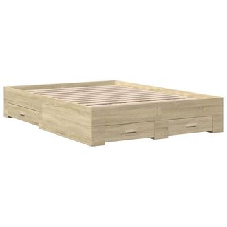 Berkfield Home Modern Bed Frame with Drawers without Mattress Sonoma Oak 135x190 in Beige | Size: Double