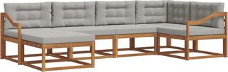 vidaXL Conjunto De Sof&aacute;s De Exterior 6 Uds. Natural Y Gris Claro Vidaxl