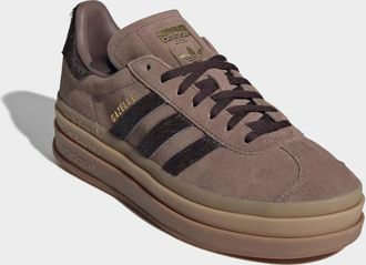 adidas Sneaker ADIDAS ORIGINALS GAZELLE BOLD, Damen, Gr. 38,5, earth strata, aurora coffee, gold metallic, Leder, Schuhe Sneaker