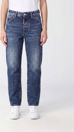 Dsquared2 Jeans straight Boston a vita media in denim di puro cotone