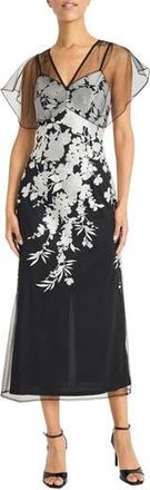Maggy London Illusion Embroidered Gown in Black/White at Nordstrom Rack, Size 10