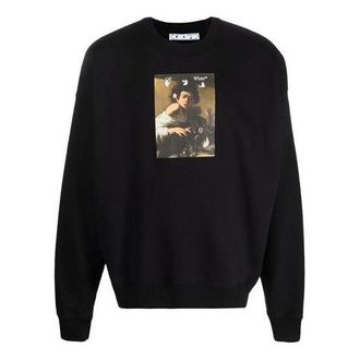 Off-white Mens Off-White FW21 Caravaggio Printing Loose Fit Black OMBA054F21FLE0101084