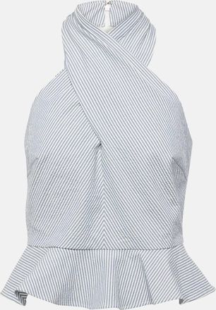 Veronica Beard Drey striped halterneck cotton top