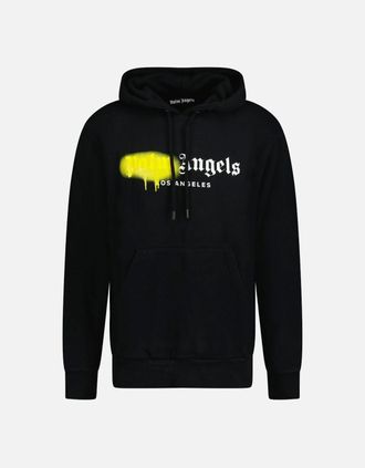 Palm Angels Mens Palm Angels Los Angeles Sprayed Logo Hooded Sweatshirt Black - Size: 42