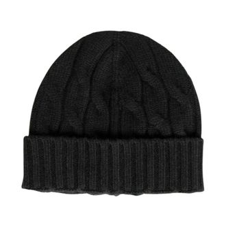Gran Sasso Kabelgebreide kasjmier muts - Heren - Accessoires - Zwart - Maat: ONE Size Kasjmier