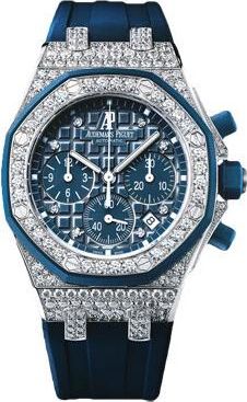 Audemars Piguet Royal Oak Offshore Chronograph Blue Dial Diamond Ladies Watch 26092CKZZD021CA01