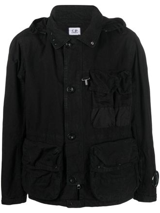 C.P. Company cargo-pocket cotton hooded jacket - men - Cotton/Polyamide/Cotton - 48 - Black