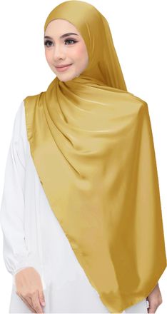 Lina & Lily Luxury Satin Hijab Head Scarf Shawl Wrap for Muslim Women Extra Long (Old Gold)