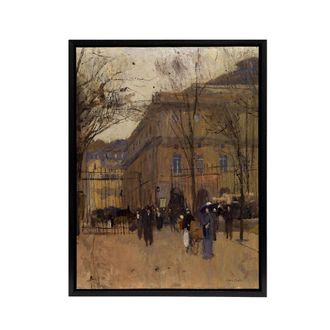 Artery8 Frank Edwin Scott Odeon Theatre Paris Street View Framed Canvas Art in Brown | Size: W24 x H32