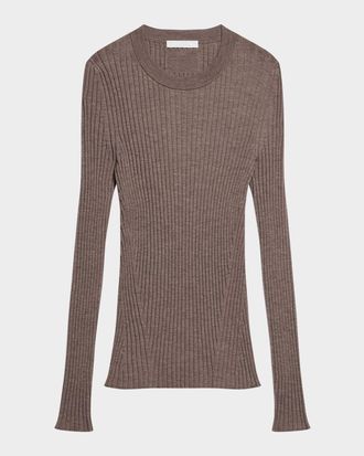 Helmut Lang Open-Back Ribbed Wool Top