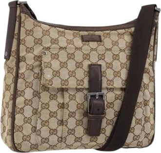 Gucci Pre-owned Cross Body Bags, female, Beige, Size: ONE SIZE Pre-owned Canvas Cross Body Bag