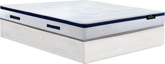 Vente-Unique Conjunto de somier con arc&oacute;n de 140 x 190 cm con caj&oacute;n blanco + colch&oacute;n h&iacute;brido de muelles ensacados de 30 cm de grosor - MARQUIS de PALACIO