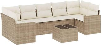 vidaXL Vidaxl - Juego De Sof&aacute;s De Jard&iacute;n Con Cojines Beige 8 Pzas Rat&aacute;n Pe