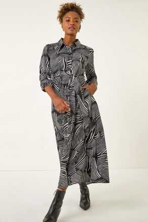 Roman Abstract Print Midi Shirt Dress