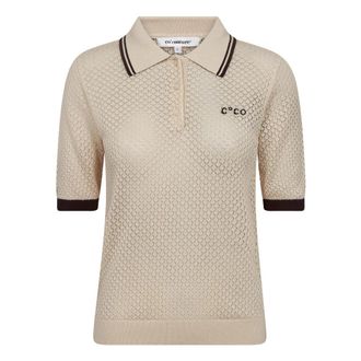 Co'Couture Lue CC Pointelle Polo Knit - Dames - Polos - Beige - S - Tops