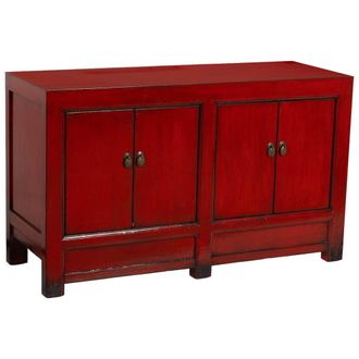 Wanderlust Deco Aparador de madera rojo 120x45x71h cm