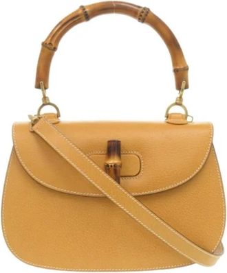 Gucci Pre-owned Leather gucci-bags - Dames - Vintage Handtas - Geel - ONE Size - Leer - Vintage