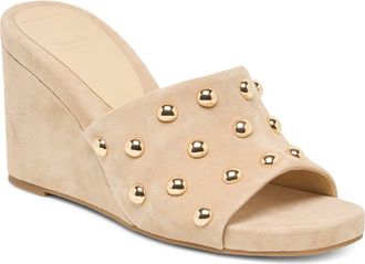 Dolce Vita Holta Stud Wedge Sandal in Camel Suede at Nordstrom, Size 8.5
