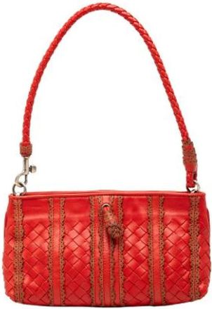 Bottega Veneta Pre-owned Shoulder Bags, female, Red, Size: ONE SIZE Pre-owned Woven Leather Shoulder Bag
