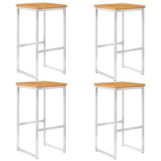 vidaXL Vidaxl - Taburetes De Bar 4 Uds Madera Maciza Acacia Y Acero Inoxidable