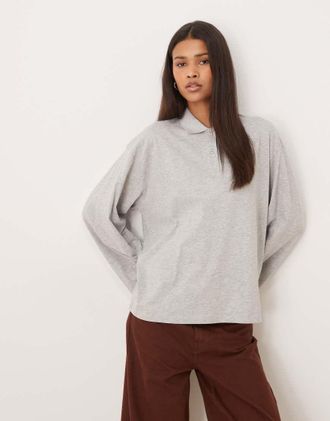 Jack & Jones Polo a maniche lunghe grigia-Grigio