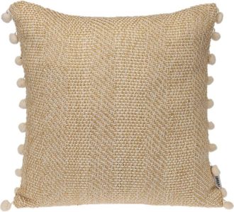 Parkland Collection Pom Pom Trim Square Accent Pillow in Beige at Nordstrom Rack