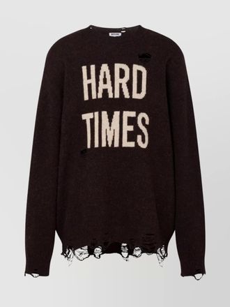 Moschino distressed graphic crewneck sweater