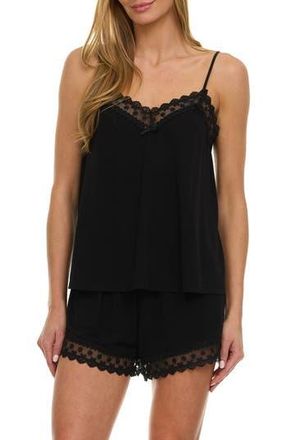 Flora Nikrooz Maven Lace Trim Jersey Short Pajamas in Black at Nordstrom Rack, Size X-Small