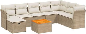 vidaXL Set De Sof&aacute;s De Jard&iacute;n 9 Pzas Con Cojines Rat&aacute;n Sint&eacute;tico Beige Vidaxl