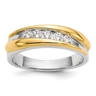 Diamond2Deal 14k Two-tone Lab Grown Diamond Wedding Band Ring 0.4Ct Clarity- VS Color- G-H