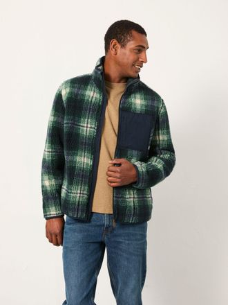 Fat Face FatFace Green Check Zip Through Fleece