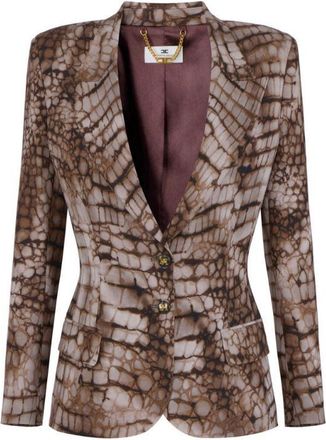 Elisabetta Franchi Gi20761E2 Printed Single Breasted Jacket