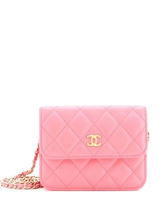 Chanel Pearl Crush Flap Clutch with Chain Quilted Lambskin Mini crossbody bag - Roze