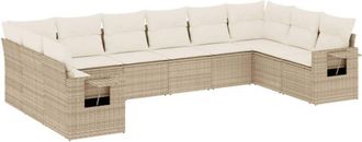 vidaXL Juego De Sof&aacute;s Jard&iacute;n Con Cojines Beige 10 Pzas Rat&aacute;n Sint&eacute;tico Vidaxl